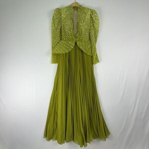 MNM Couture Olive Gold Maxi Dress